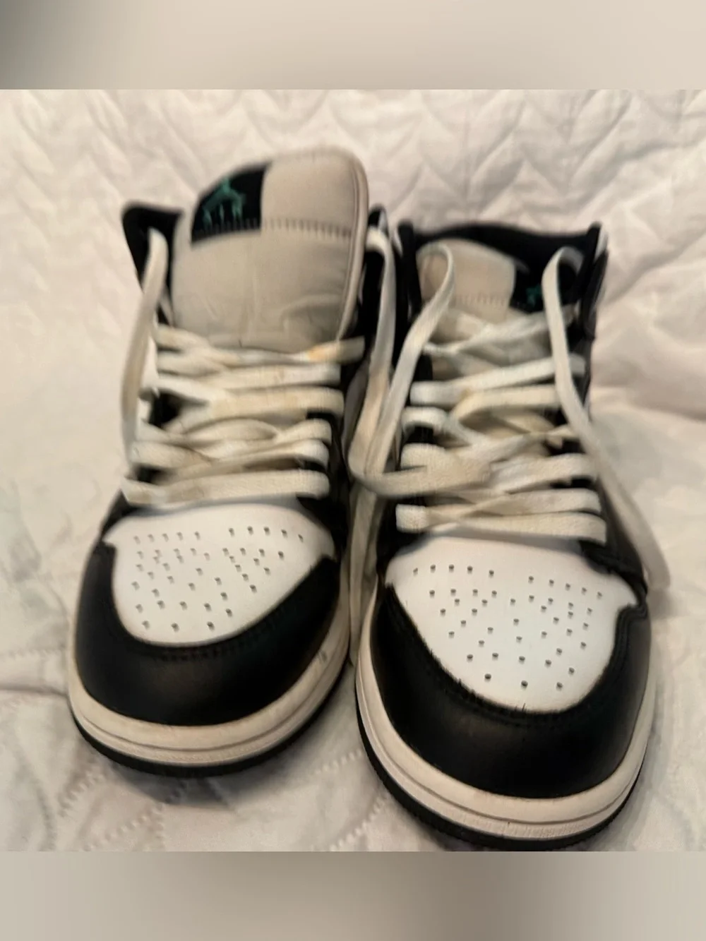 Jordan Men’s High-Top Sneakers in White, Black & Mint Green